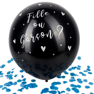 Ballon confettis bleues noir fille ou garcon Bobidibou évènement anniversaire enfant location décoration matériel 01 genève