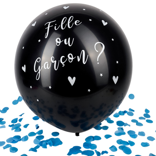 Ballon Fille ou Garçon - Confettis bleues - Bobidibou