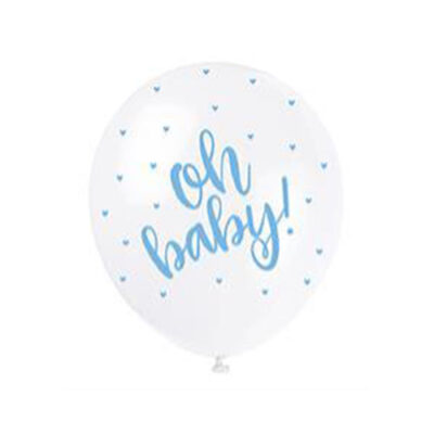 5 ballons latex oh baby bleu 30cm achat matériel decoration anniversaire enfant Bobidibou 01 pays de gex France