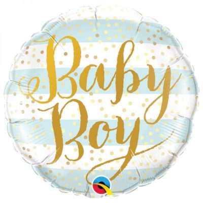 Ballon Baby Boy Blue Aluminium 18″ Stripes bobidibou evenement anniversaire enfant location décoration matériel 01 genève