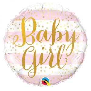 Ballon Baby Girl Pink Aluminium 18″Stripes Bobidibou evenement anniversaire enfant location décoration matériel 01 genève