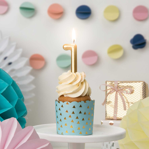 PartyDeco Bougie Anniversaire Chiffre 1 - Or
