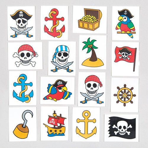 Lot de 8 tatouages pirate - Jeux enfants - Bobidibou