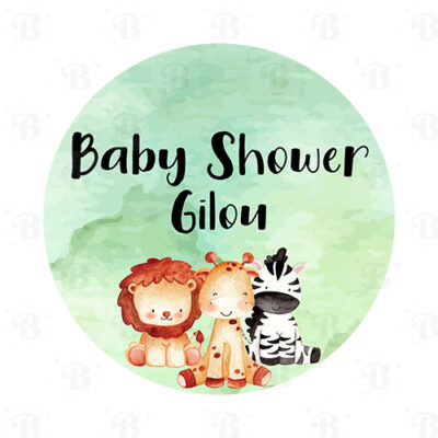 Stickers Baby Shower jungle animaux enfant aquarelle Bobidibou achat matériel décoration France