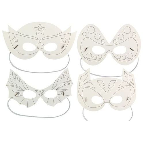 4 masques Super Héros à décorer - Kit Atelier - Bobidibou