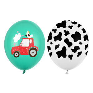 5 ballons latex ferme tracteur vache Bobidibou anniversaire enfant décoration France