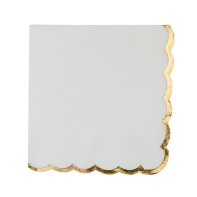 serviettes blanc et liseret doré or 33x33 cm Bobidibou evenement anniversaire enfant decoration location 01 geneve