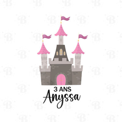 Stickers chateau fort princesse Bobidibou anniversaire enfant décoration gobelet